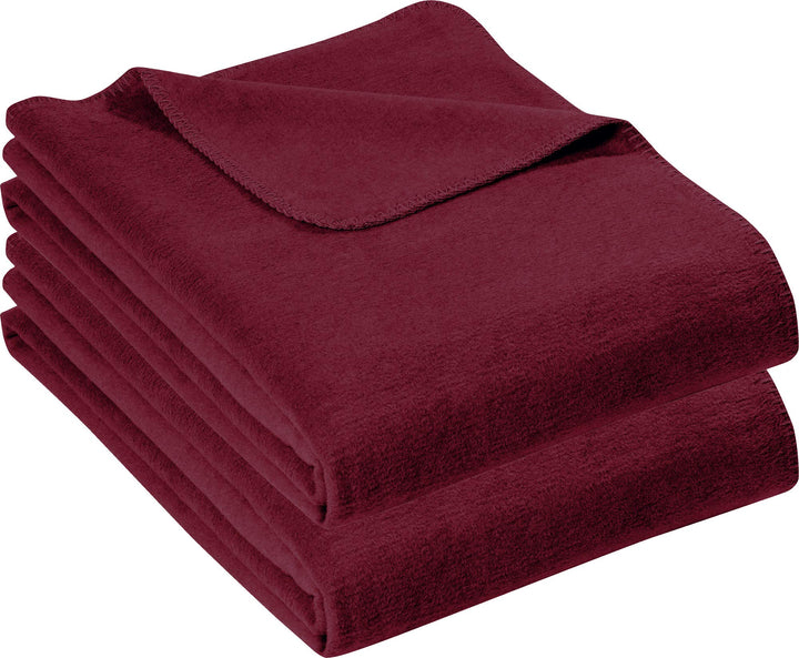 Erwin Müller Wohndecke Brescia 2er-Pack Uni Bordeaux Grösse 150x220 cm - schmuseweicher Flor, mollig