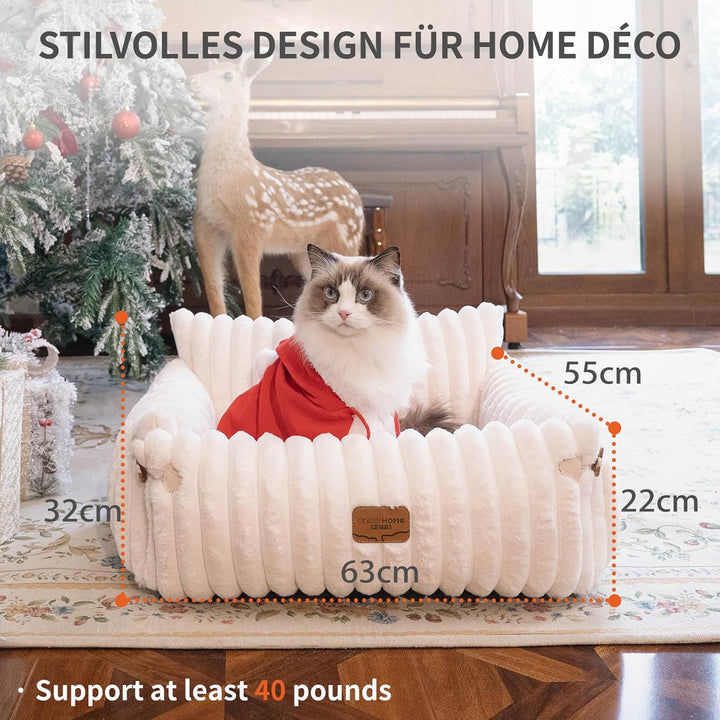 CheerPals Extended Katze Sofa – 63 L × 55–66 B cm Weiches, Flauschiges Grosses Katzenbett, Hundesofa