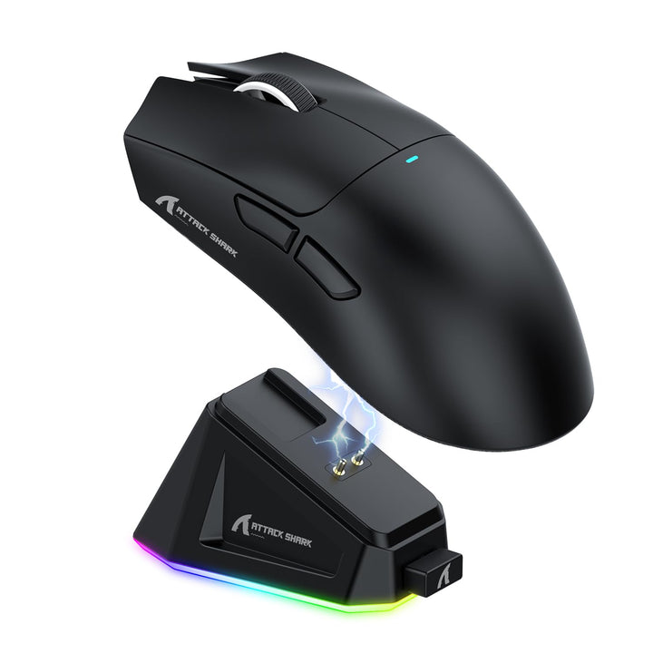 ATTACK SHARK X11 Gaming Mouse mit Magnetic Charging Dock, PixArt PAW3311 Gaming Sensor, BT/2.4G Wire