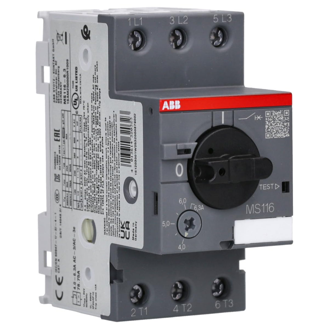 ABB MS116 Motorschutzschalter, 6,3 A 90mm x 45mm