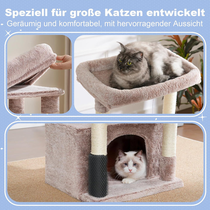 Hey-brother Kratzbaum, Katzenbaum für Grosskatze und Maine-Coon-Katzen, mehrstöckiger Stabil Katzenk