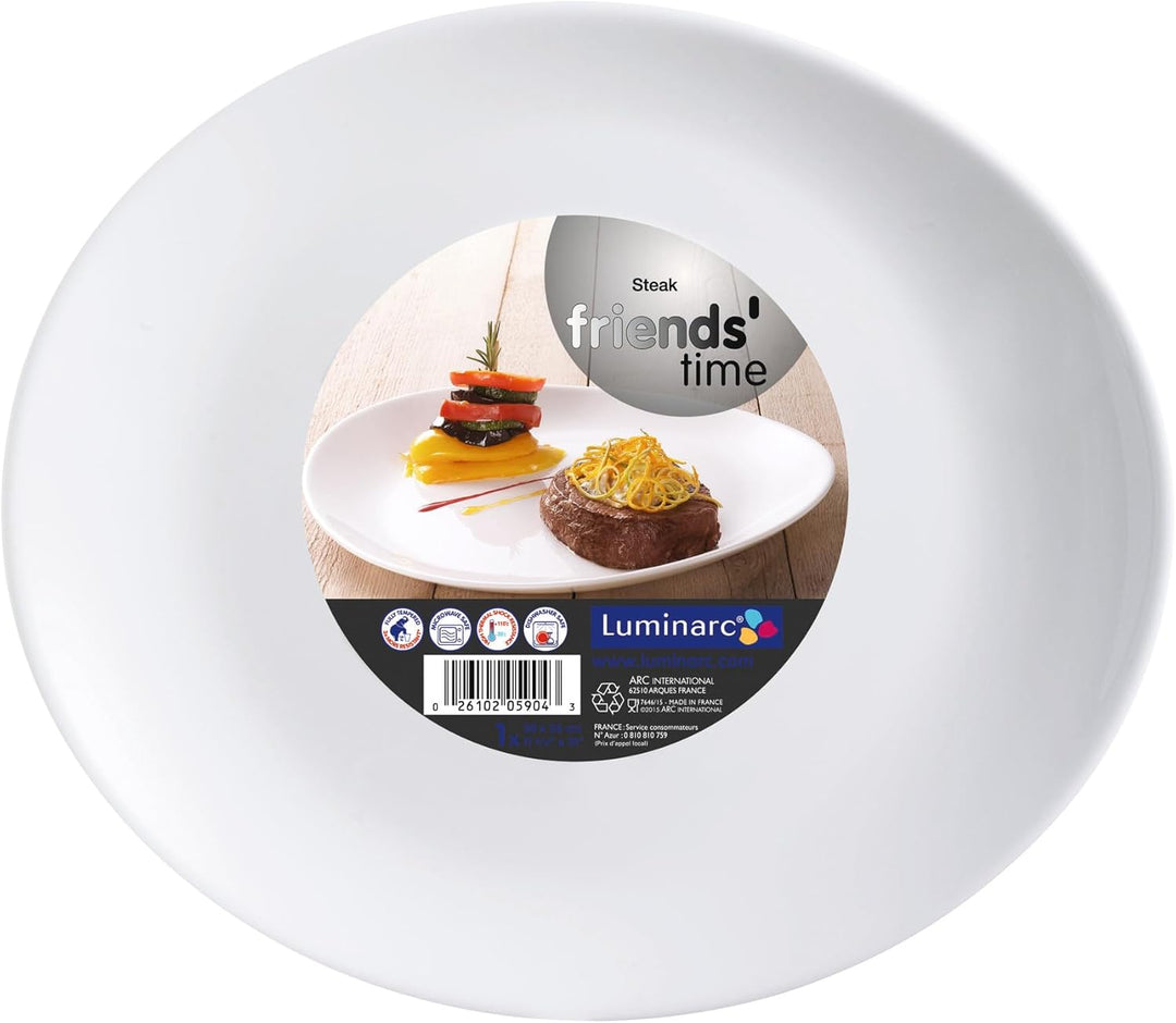 Luminarc 15867, Serie Italian Party, Geschirrset Steakteller 30cm 6 teilig Weiss Steakteller oval 6