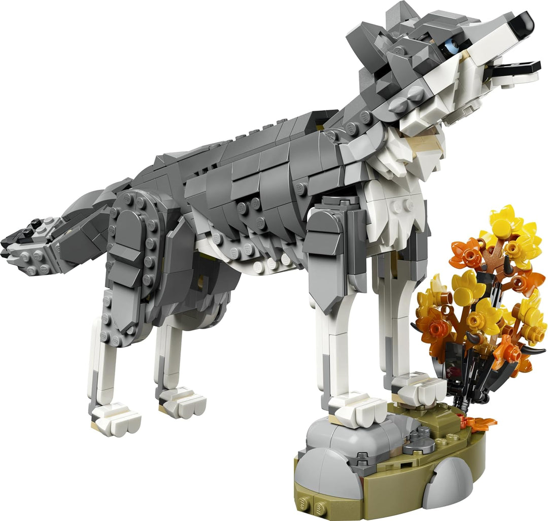 LEGO Creator Waldtiere: Wolf Spielzeug - Tierfigur mit 2 Bauoptionen - Falke oder Waschbär - DIY Dek