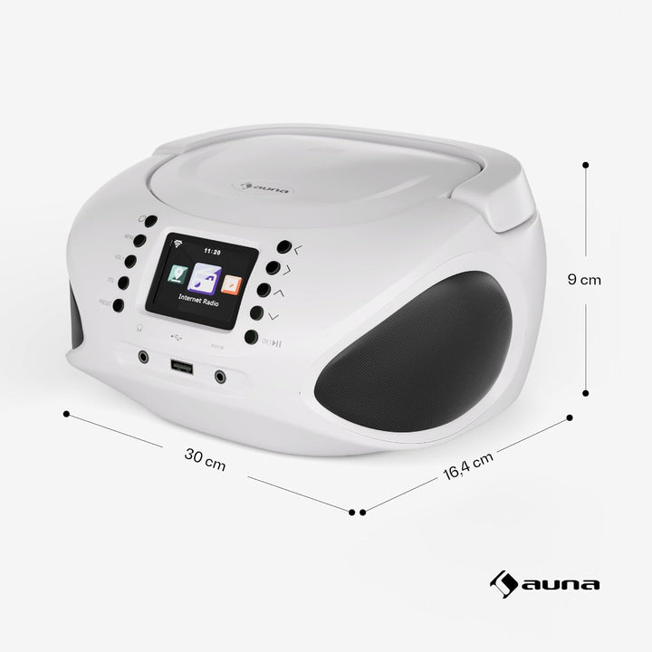 auna Roadie Smart CD-Player Bluetooth – Tragbare Boombox Mit Dab+/Fm/Internet-Radio, CD/Mp3-Player,