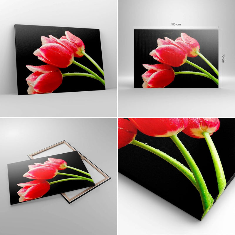 Bilder auf Leinwand 100x70cm Leinwandbild Tulpe garten blume blumenstrauss Gross Wanddeko Bild Schla