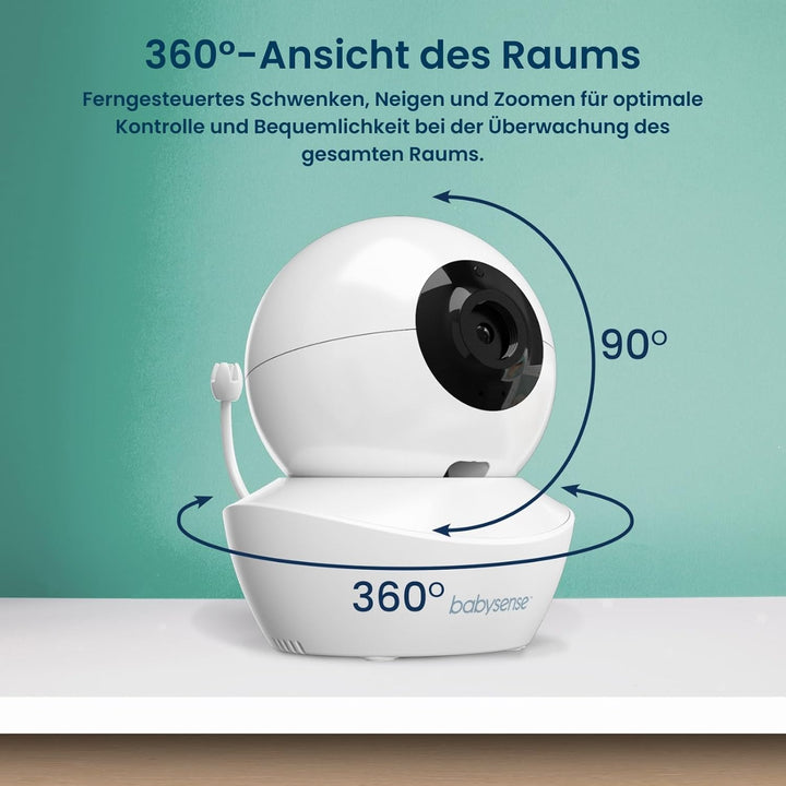 Babysense Baby Monitor mit 5" HD Split-Screen, Babyphone mit 2 HD-Kameras, Fernbedienung PTZ, Nachtl