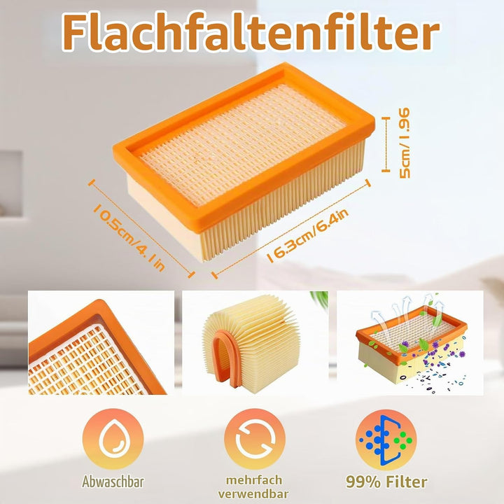 Ruucy 10 Staubsaugerbeutel für Kärcher WD5 WD4 WD6 MV4 MV5 MV6, Schmutzfangsack und Flachfaltenfilte