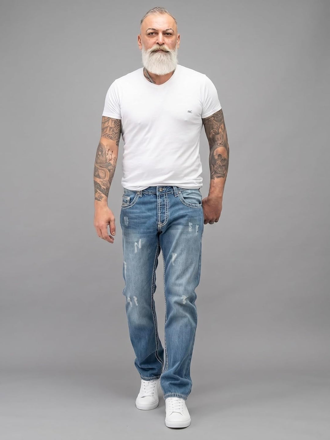 Rock Creek Herren Designer Jeans Hose Dicke Nähte Vintage Blau RC-2056 29W / 30L Blau - Rc-2268, 29W