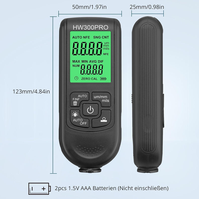 ALLmeter Schichtdickenmessgerät lackschichtdickenmessgerät Lackmessgerät Auto Messbereich 0 bis 2000