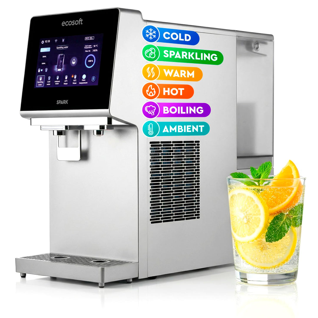 Ecosoft Wasserspender Spark – Auftisch Osmoseanlage mit 4-Stufiger-Filtrierung – UV-Reinigung, Touch