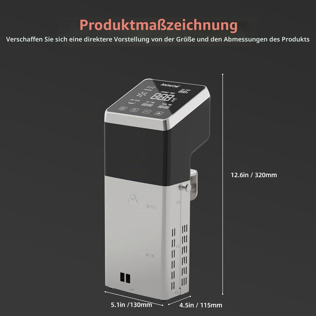 AnchorChef Sous Vide Maschine 1600W, IPX7 Wasserdicht, Kommerzieller Präzisionskocher, Schnelles Erh