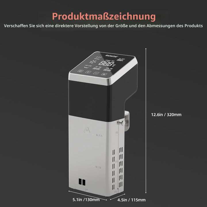 AnchorChef Sous Vide Maschine 1600W, IPX7 Wasserdicht, Kommerzieller Präzisionskocher, Schnelles Erh