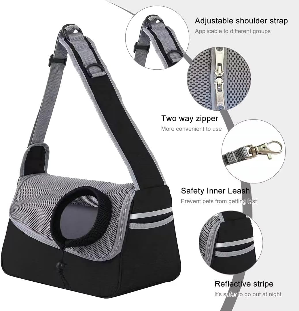 PETCUTE Hundetragetasche,Verstellbare Hundetasche Tragetuch mit Halsband Haken und Taschen,Atmungsak