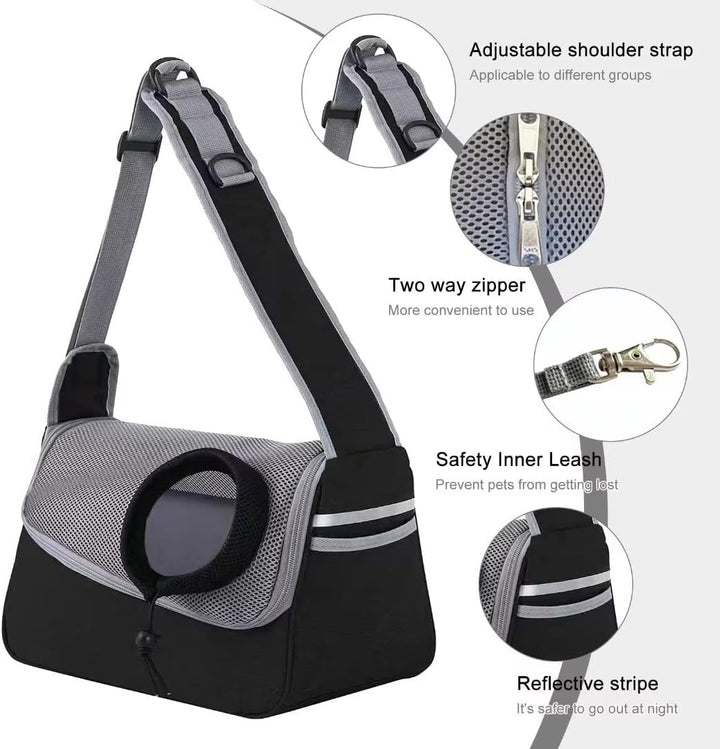 PETCUTE Hundetragetasche,Verstellbare Hundetasche Tragetuch mit Halsband Haken und Taschen,Atmungsak