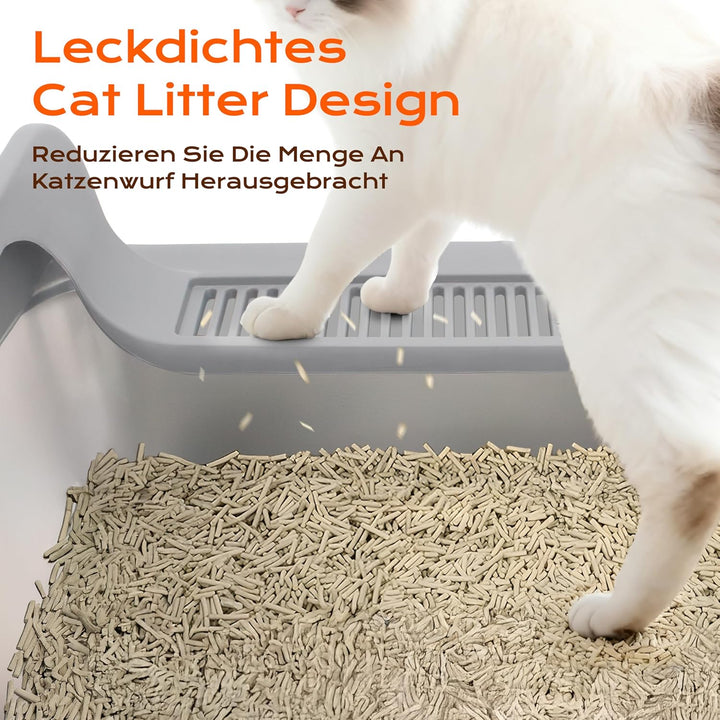 XXXL Katzenklo Edelstahl,70 * 50 * 25cm, Extra Grosse Metall Katze Müll Box für grosse, Multi Katzen