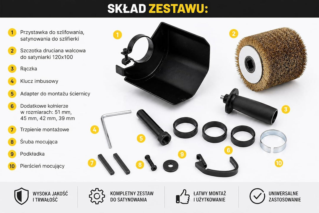 Winkelschleifer Aufsatz M14 Satinierer + Drahtbürste Set zum Reinigen und Schleifen von Metall Rosts