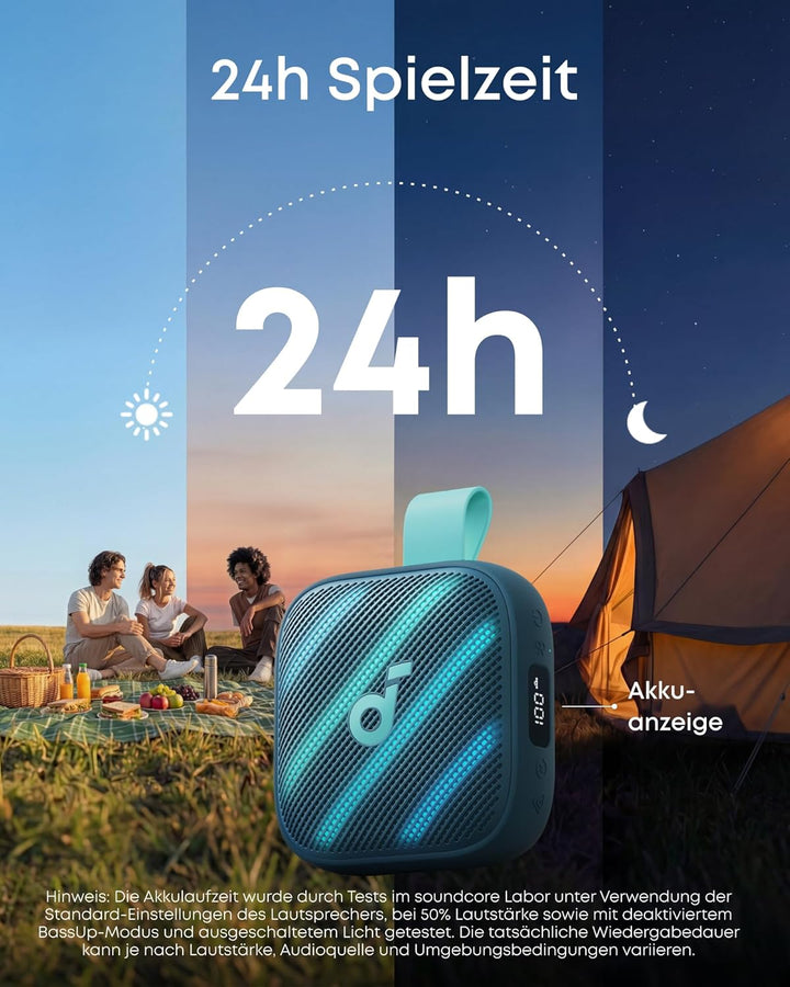 soundcore Boom Go 3i by Anker, tragbarer Lautsprecher mit 15W Sound, 24h Spielzeit, BassUp 2.0, Lade