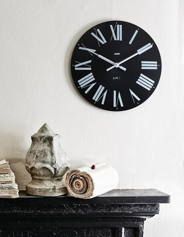 Alessi 12 B Firenze Wanduhr aus ABS, Quarzwerk, schwarz, Ã˜ 36cm