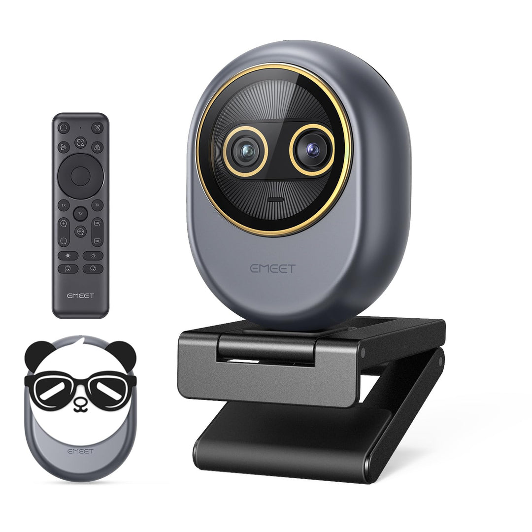 EMEET Piko Dual 4K Webcam mit Fernbedienung, Streaming Kamera mit Dual-Objektiv (Weitwinkel & Tele),