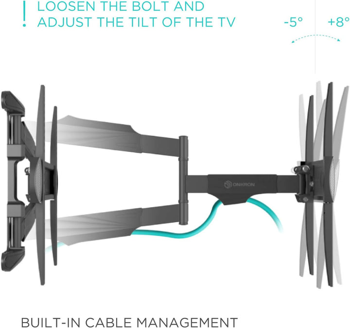 ONKRON TV Wandhalterung Langer Arm für 40-75 Zoll TVs bis zu 35 kg, Universal TV Wandhalterung schwe