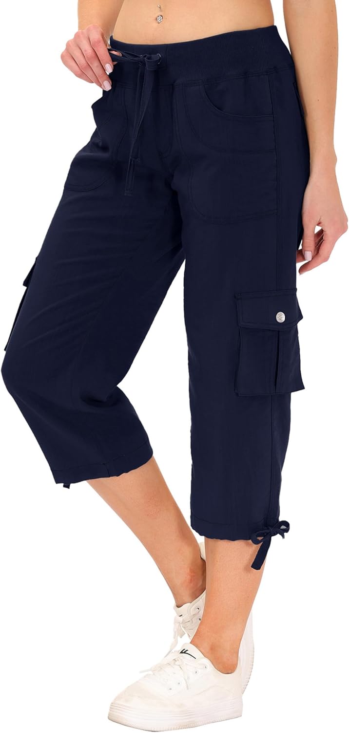JINSHI Hosen Damen Sommer Cargohose 3/4 Lange Hosen Caprihose Freizeithose Outdoorhose Wanderhose mi