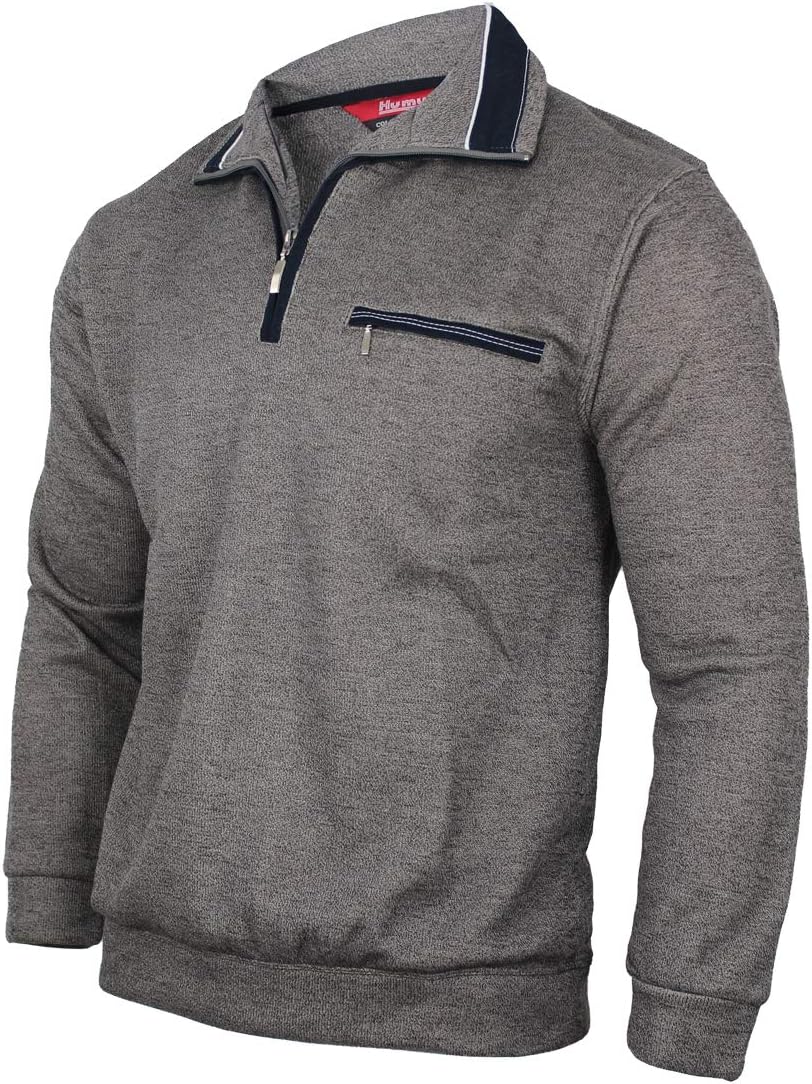 Soltice Herren Langarm Sweatshirt mit Brusttasche, Gestreifter Strickpullover mit Kragen, Meliert, W