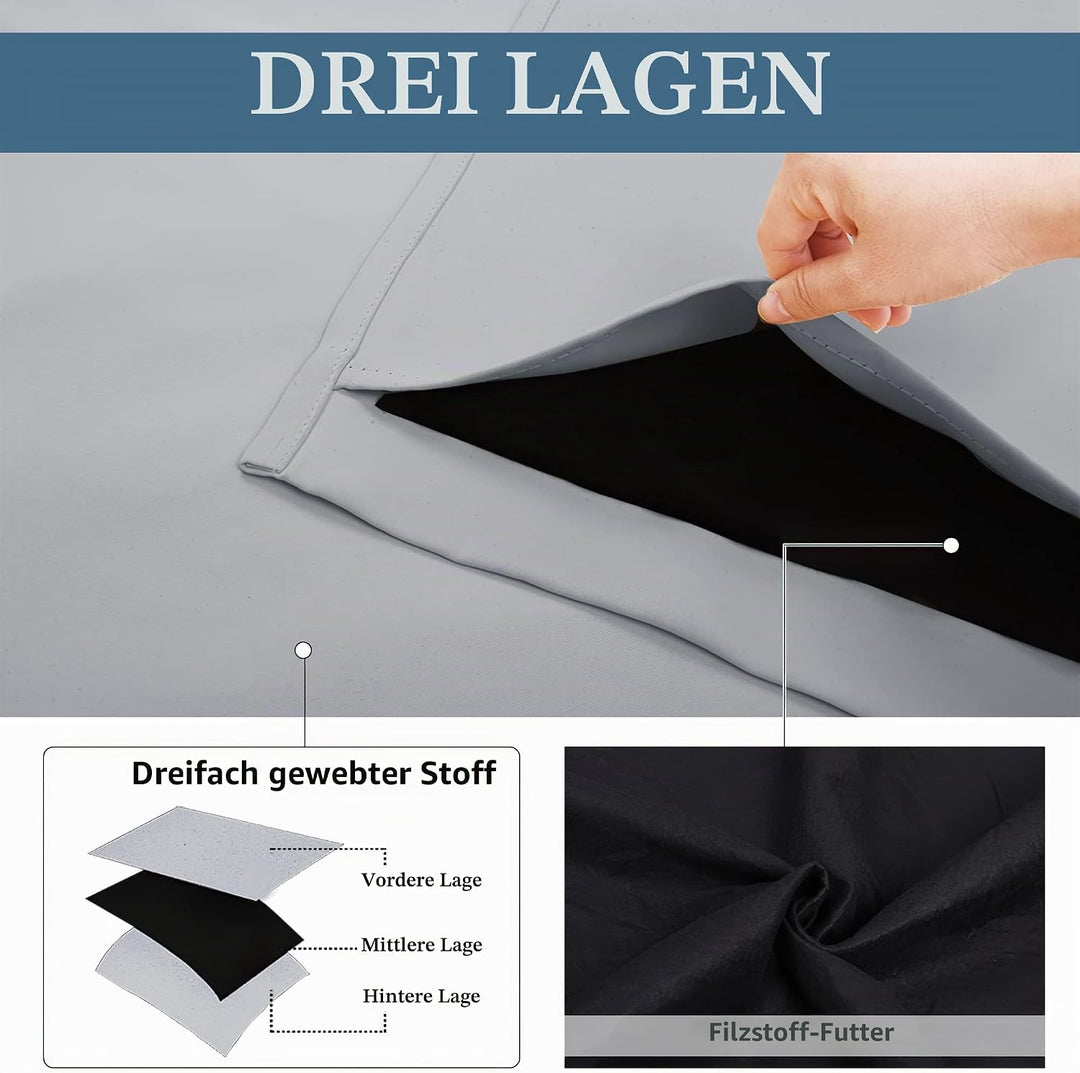 PONY DANCE Schallschutz Vorhang mit Abnehmbarem Filzfutter 2er Set H 213 x B 132 cm Dreilagige Verdu