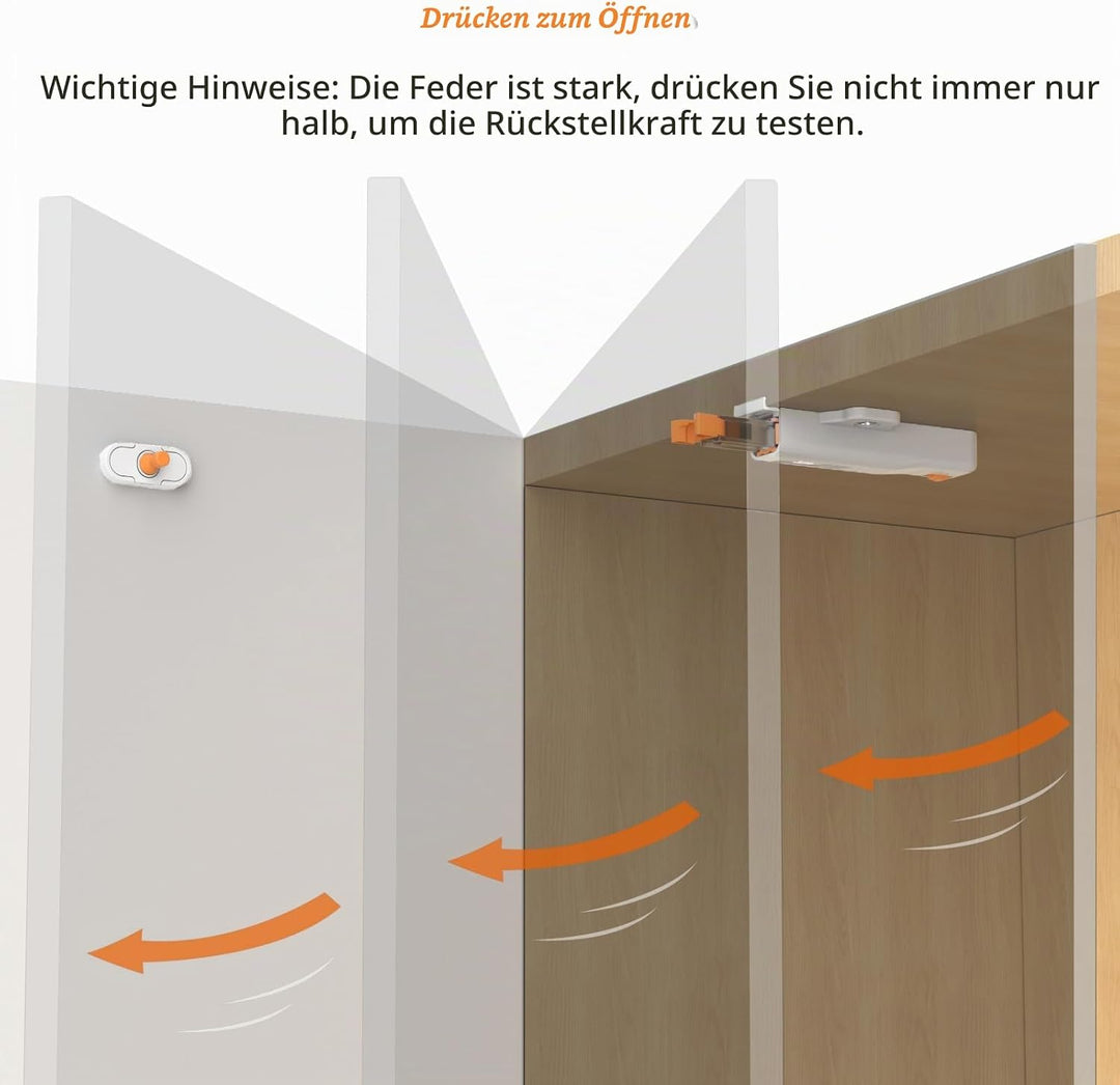 Push to Open Türöffner Heavy Duty Jiayi 2 Stück Drucktüröffner Magnet Schrank 40 N Feder Schnappvers