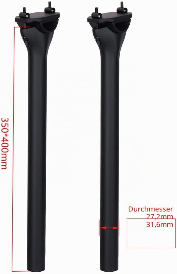 QIKU Carbon Fahrrad Sattelstützen MTB Sattelstütze/Rennrad Sattelstütze 27.2/31.6 * 350/400MM 27.2×3