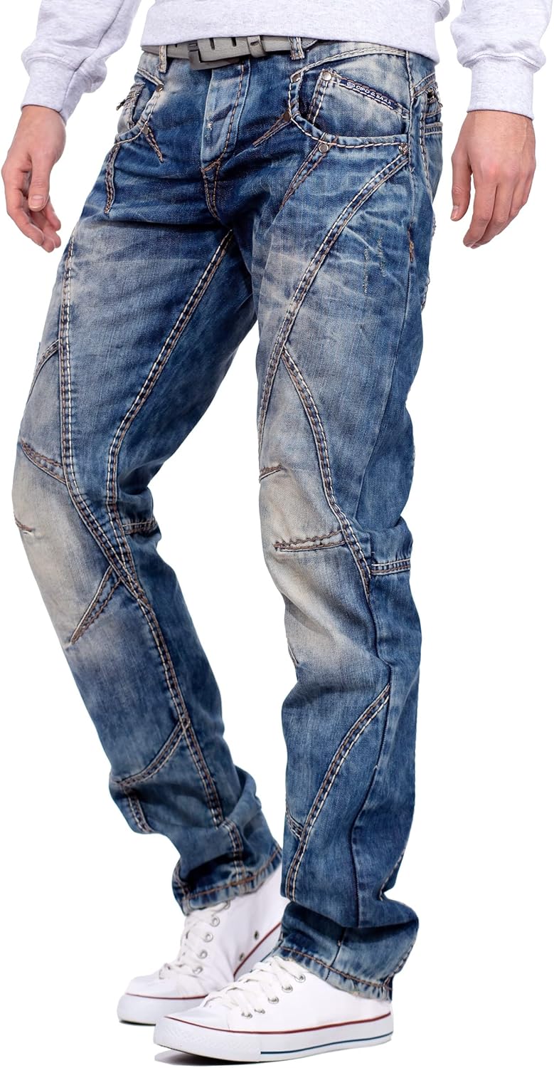 Cipo & Baxx Herren Jeans Regular Hose 33W / 34L Blau - 10, 33W / 34L Blau - 10