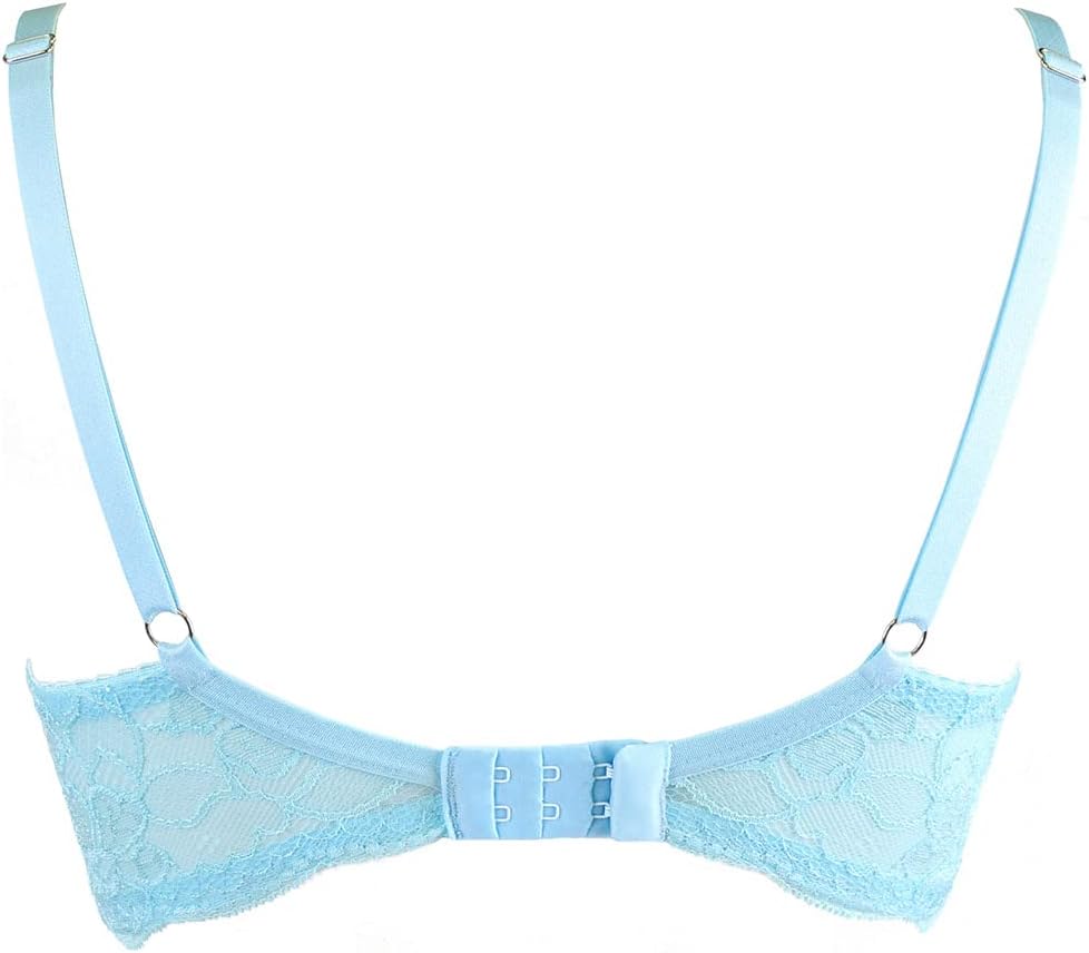 Axami Dame-Soft Stickerei Spitze Schalen Träger Schelife Geblümt BH V-10131 80C Himmelblau, 80C Himm