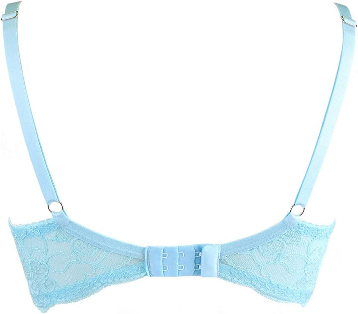 Axami Dame-Soft Stickerei Spitze Schalen Träger Schelife Geblümt BH V-10131 80C Himmelblau, 80C Himm