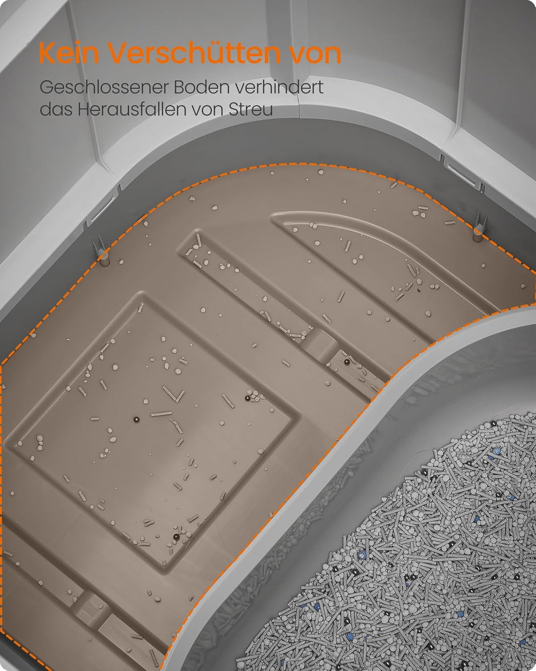 Feandrea Katzenklo, Katzentoilette XXL, mit Deckel, ausziehbares Tablett, Schaufel, Bürste, für Katz