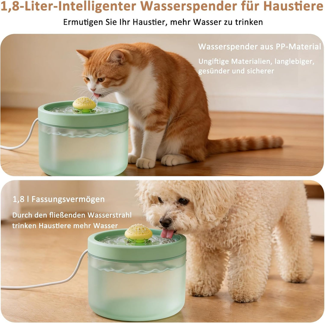 Kompakter Leiser Katzenbrunnen 1,8L Mehrschichtfilter Zirkulation Gruen, Gruen