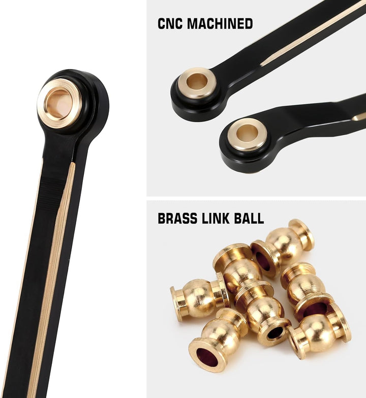 INJORA Schwarzbeschichtung Messing High Clearance Links Set für TRX4M High Trail K10 1/18 RC Crawler