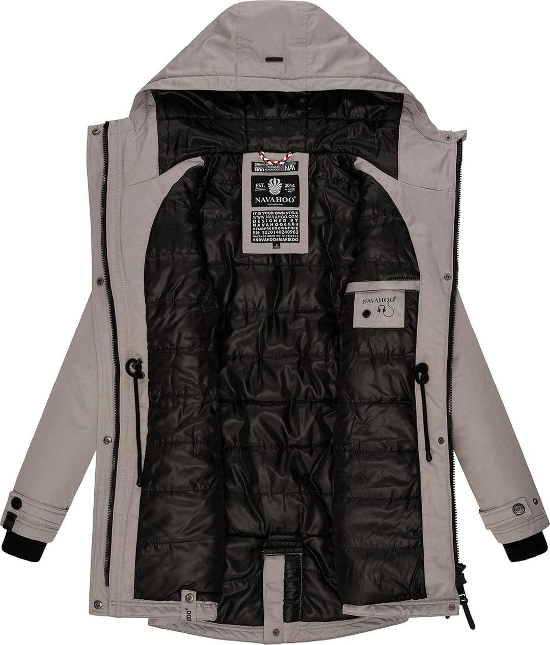 Navahoo Damen Warmer Winter Kurzmantel Avrille II XS-XXL, Zinc Grey