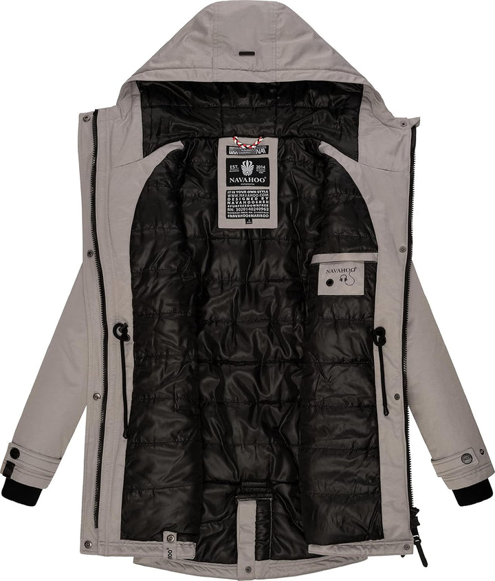 Navahoo Damen Warmer Winter Kurzmantel Avrille II XS-XXL, Zinc Grey