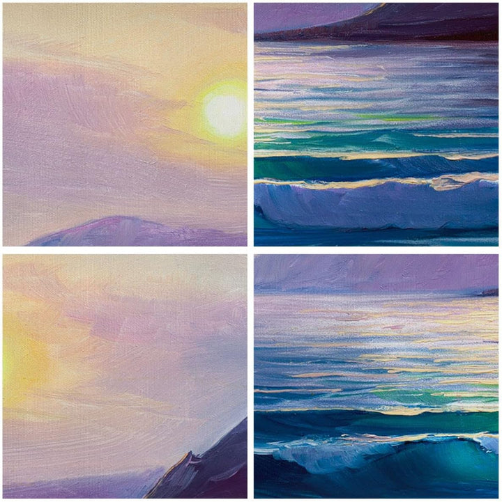 Bilder auf Leinwand Berge Meer Welle Leinwandbild mit Rahmen 70x50cm Wandbilder Dekoration Wohnzimme