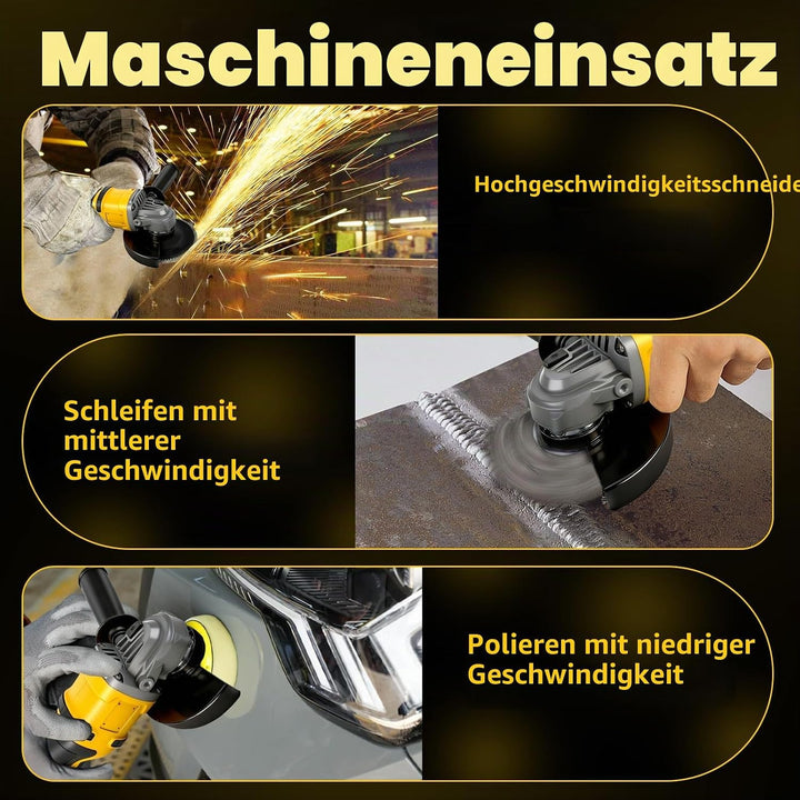 Akku Winkelschleifer 125 mm Kompatibel mit Dewalt 20V Akkus, Kabelloser Schleifer, 1180W Bürstenlose