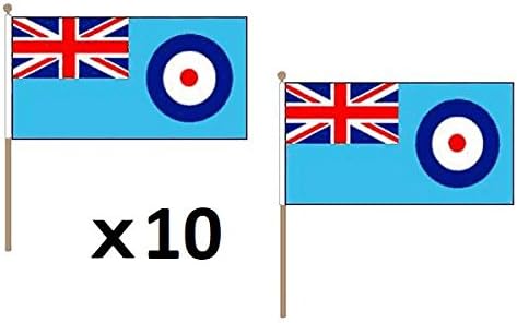 AZ FLAG STOCKFLAGGE BRITISCHER ROYAL AIR Force 45x30cm mit holzmast - 10 stück LUFTSTREITKRÄFTE des