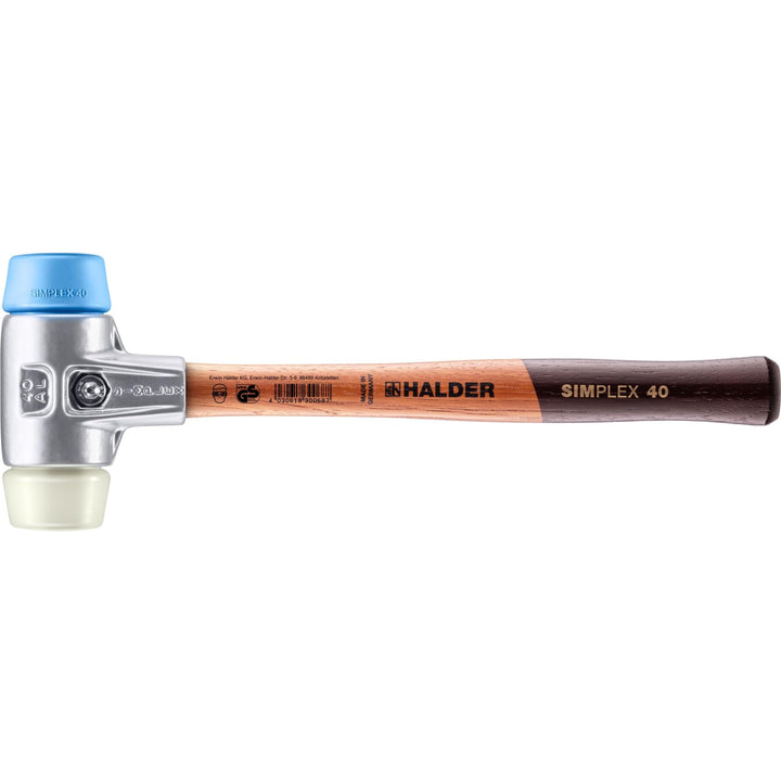SIMPLEX-Schonhammer, TPE-soft/Nylon; mit Aluminiumgehäuse und hochwertigem Holzstiel | D=40 mm | 311