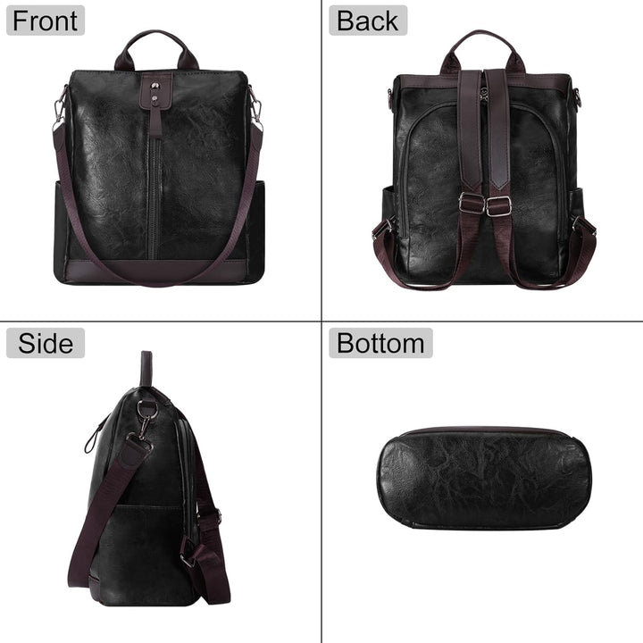 HUA ANGEL Elegant Anti Diebstahl Rucksack Damen Klein Cityrucksack Wasserdicht Leder Handtaschen Ruc