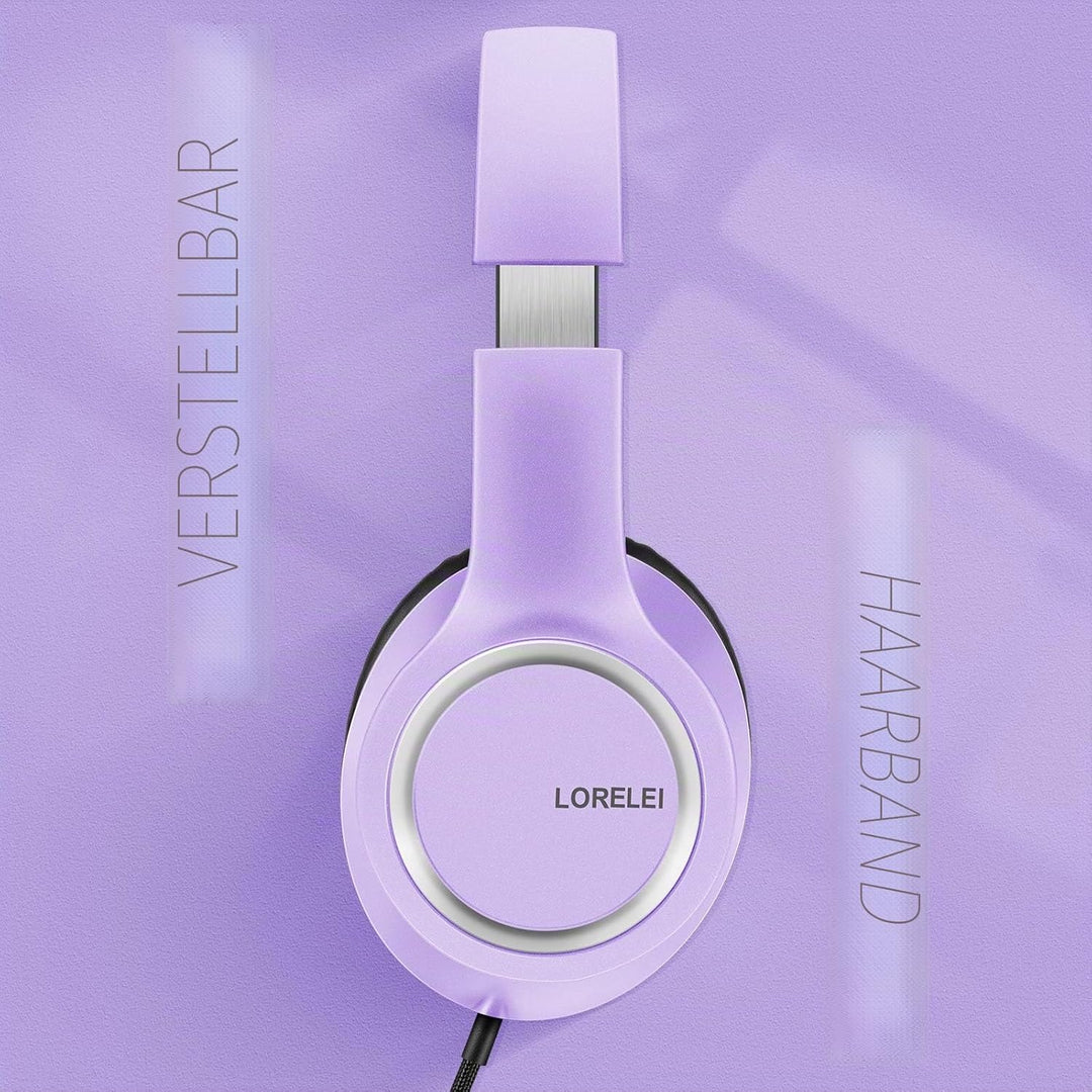 LORELEI X8 Over-Ear-Kopfhörer mit Mikrofon mit 1,45 m verwicklungsfreier Nylonschnur und 3,5-mm-Stec