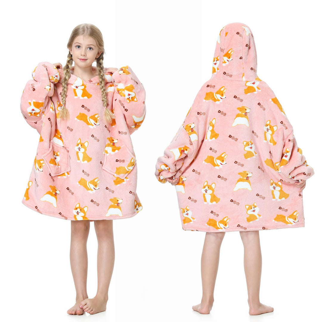 Mokani ÜBergrossE Hoodie Decke Kinder mit äRmel Tragbare Kapuzenpullover, Super Weich Warmes Bequeme