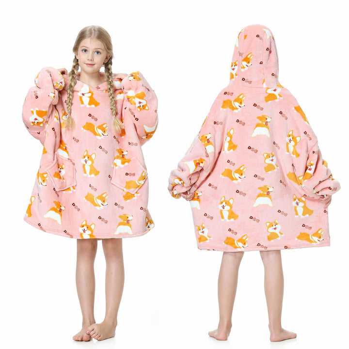 Mokani ÜBergrossE Hoodie Decke Kinder mit äRmel Tragbare Kapuzenpullover, Super Weich Warmes Bequeme