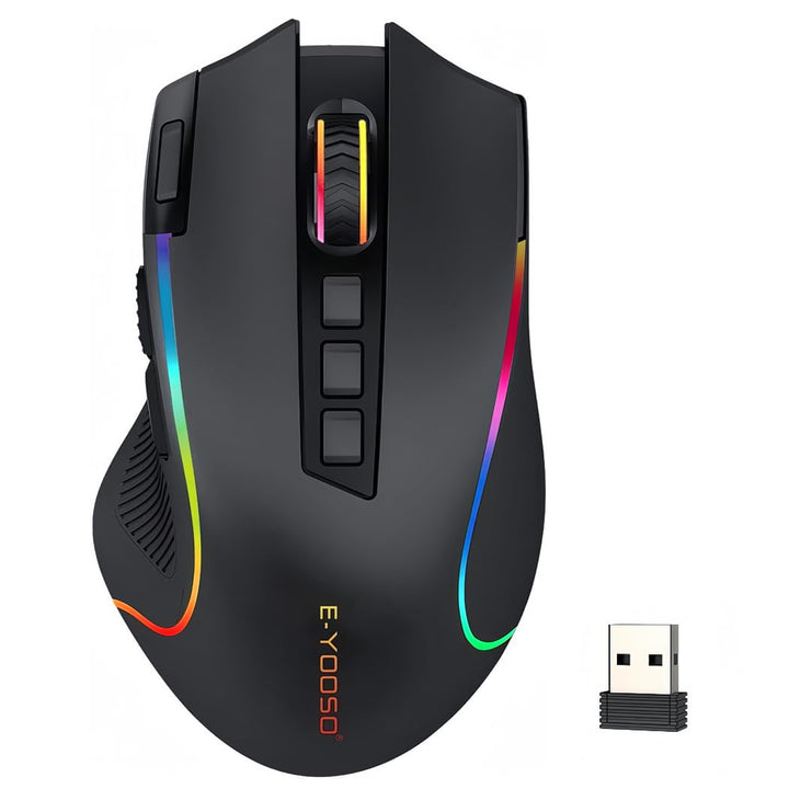 Niceon Gaming Maus kabellos RGB Wiederaufladbare, 9 Programmierbare Tasten, Langer Stunden Akkulaufz