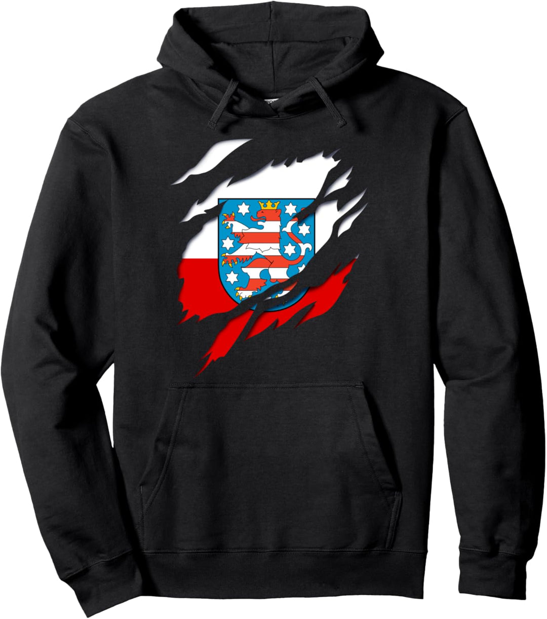 Land Thueringen Deutsche Fahne und Wappen Pullover Hoodie