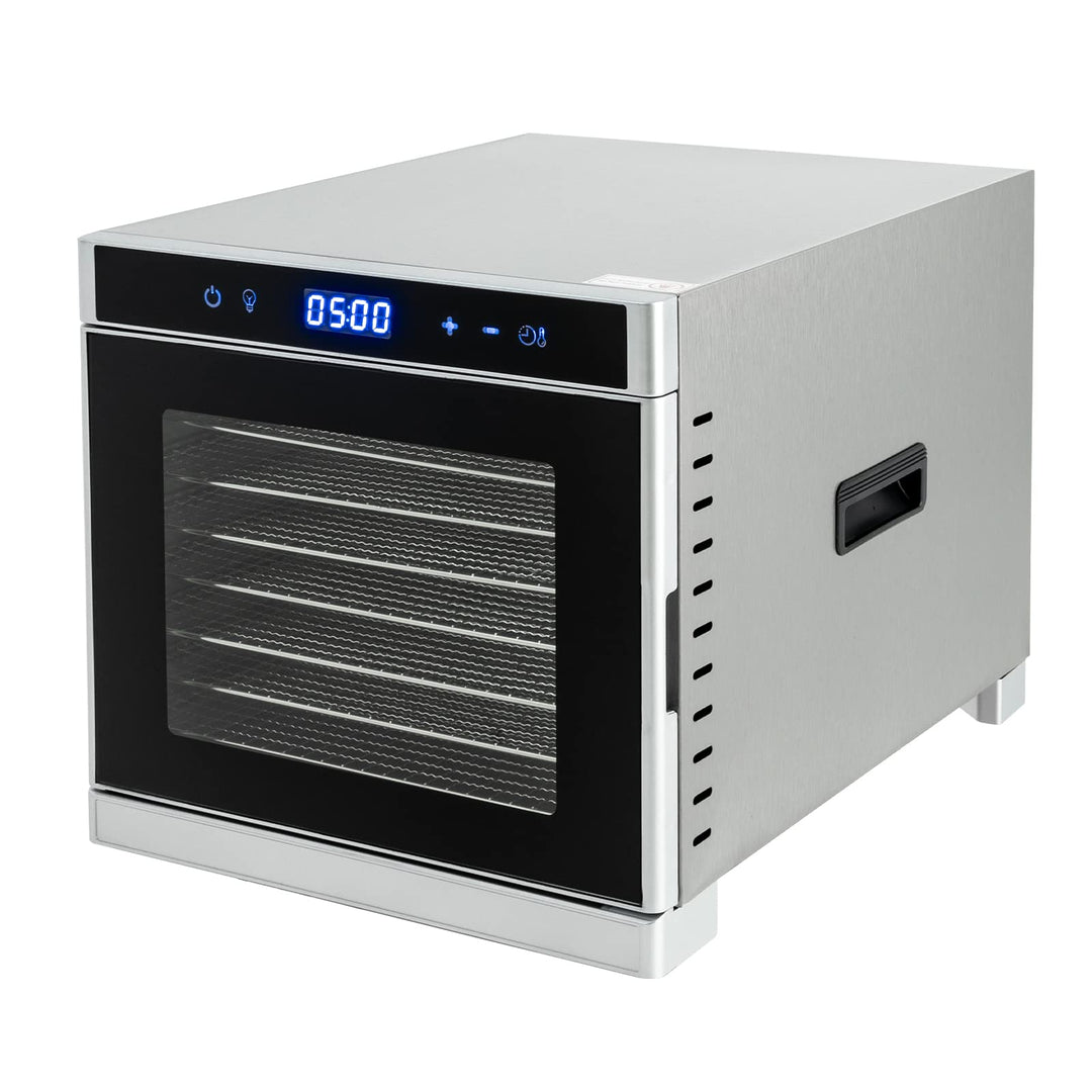 Dörrautomat Edelstahl Dörrgerät mit Timer, 8 Tabletts und Lebensmittelklammer Dörrapparat 700W 35-75