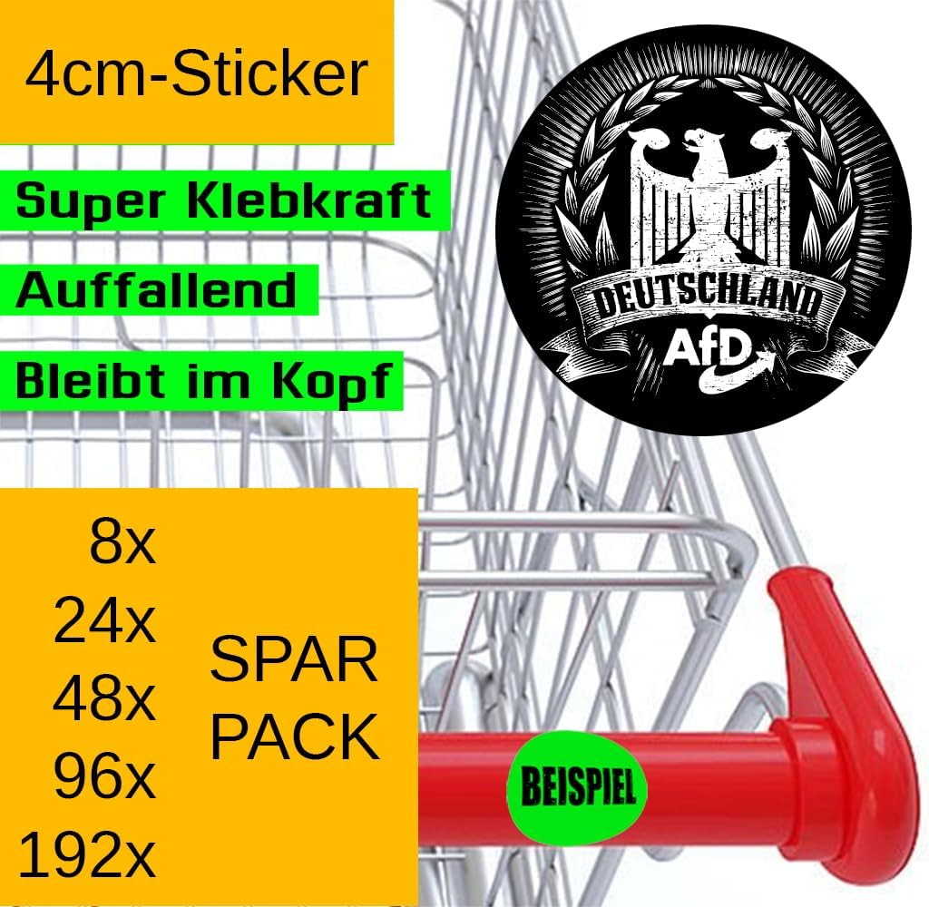 192 Stück Aufkleber 4cm rund Deutschland AFD Adler Neuwahlen Sticker Sparpack gut haftend Aktiv Werd