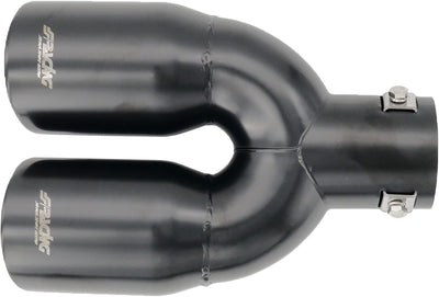 Simoni Racing Auspuffblende Doppelrunde/Schräg Edelstahl Schwarz - 2xØ76xL240mm - Anschluss 34-60mm